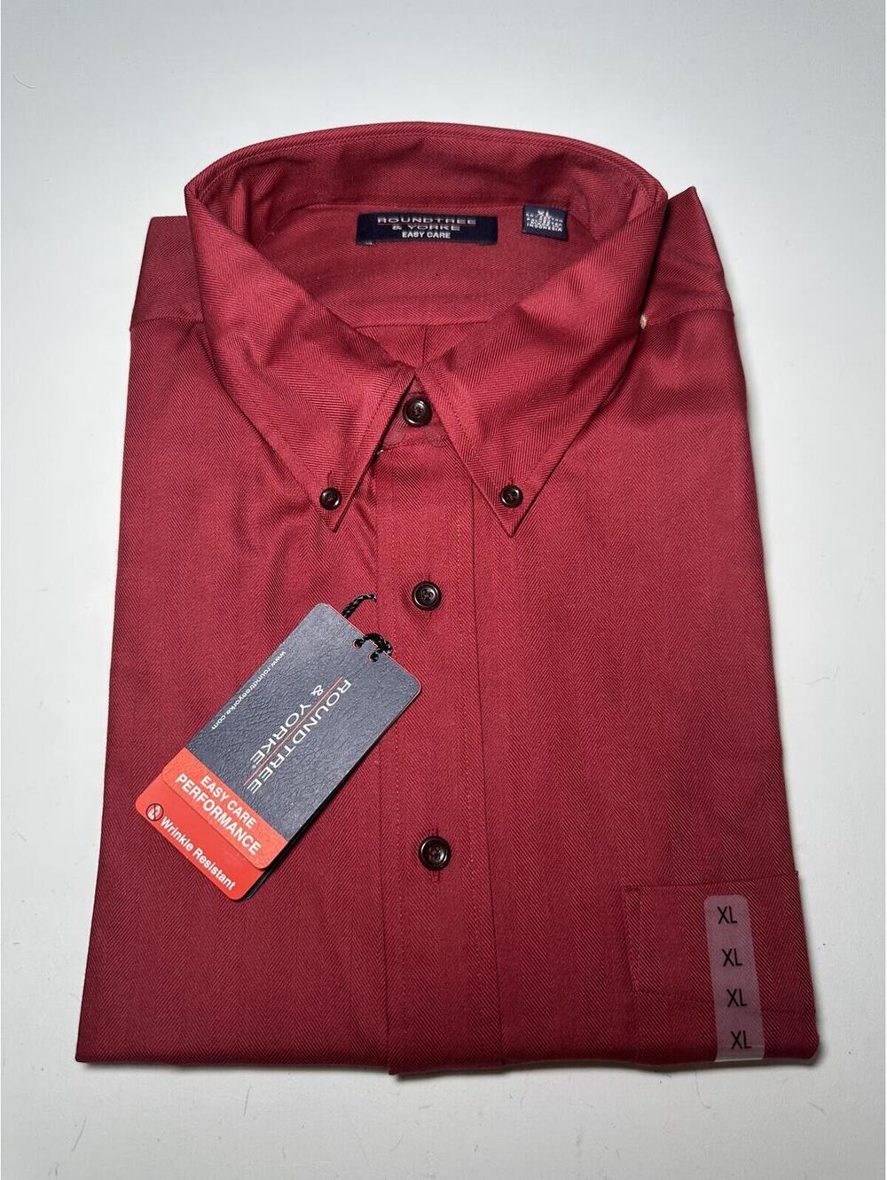 Roundtree & Yorke Easy Care Men's Dress Shirt Burgundy XL